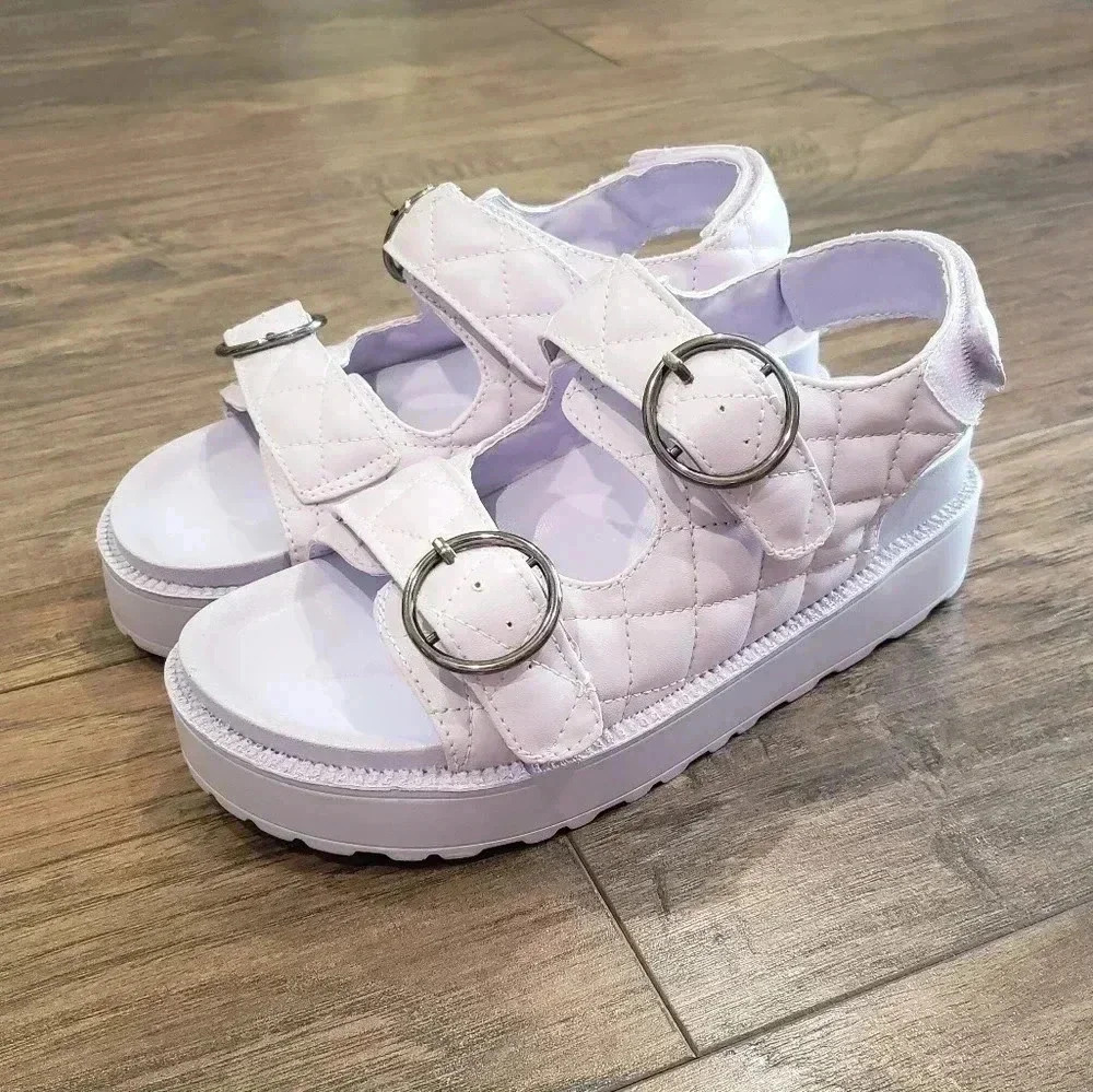 Berness Purple Quilted Buckle Sandals Size 6